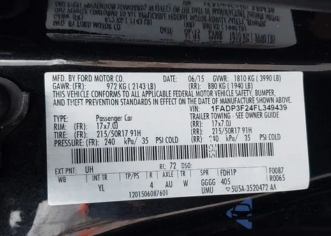 2015 Ford Focus Se from USA, damaged, VIN 1FADP3F24FL349439